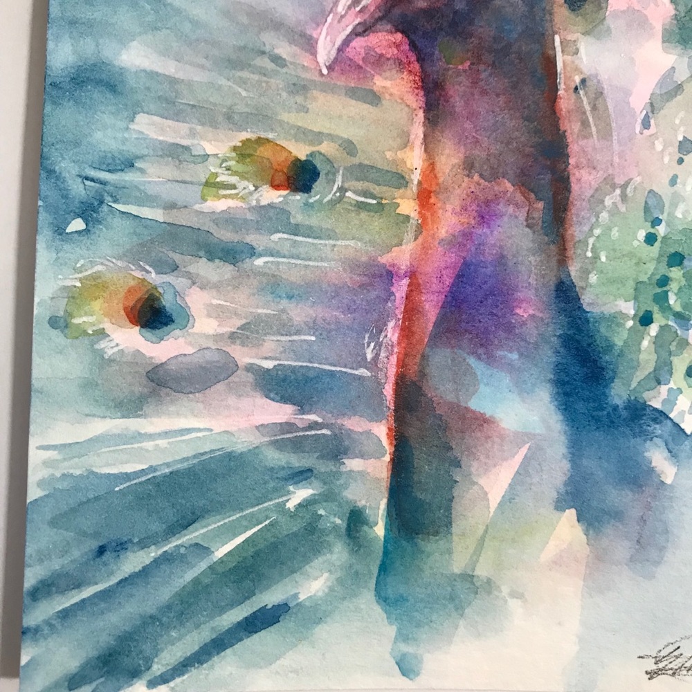 ⭕️ SOLD ⭕️ Original painting peacock Wildlife art - Picture 4 of 8